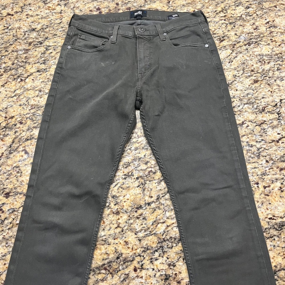 Paige Men Federal Slim Straight Leg Jeans‎ Dark Olive Green Size 31 Made in USA